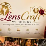 LensCraft Weddings Wedding  photographer business logo in Ahmedabad City